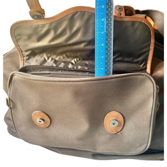 Cabelas Brown Canvas & Leather Travel Bag With Dual Pockets Collapsible bottom - Picture 12 of 16